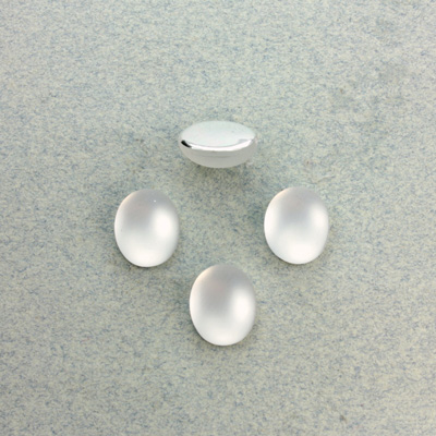 Plastic Flat Back Foiled Cabochon - Oval 10x8MM MATTE CRYSTAL