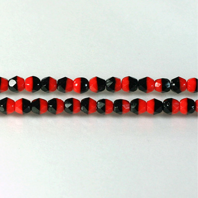 Czech Glass Fire Polish Bead - Round 04MM RED/BLACK