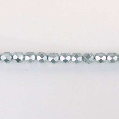 Czech Glass Pearl Faceted Fire Polish Bead - Round 03MM LT GREY 70483