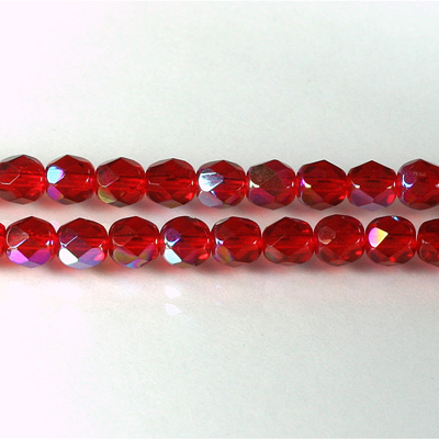 Czech Glass Fire Polish Bead - Round 06MM RUBY AB