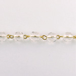 Linked Bead Chain Rosary Style with Glass Fire Polish Bead - Round 6MM CRYSTAL-GOLD