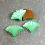 Glass Cabochon - Fan/Shell Shape 19x14MM MATTE PERIDOT Foiled