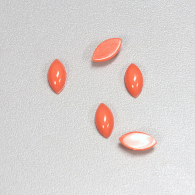 Plastic Flat Back Opaque Cabochon - Navette 10x5MM CORAL