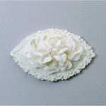 Plastic Carved Flower - Cluster Navette 48x32MM WHITE