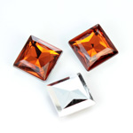 Plastic Point Back Foiled Stone - Square 14x14MM SMOKE TOPAZ