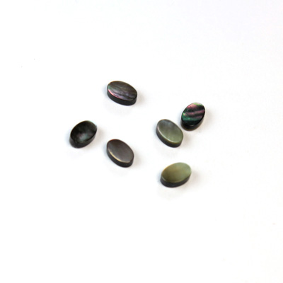 Shell Flat Back Flat Top Straight Side Stone - Oval 06x4MM BLACK TAHITI