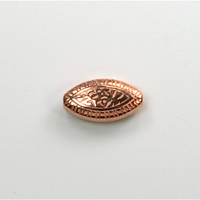 Metalized Plastic Engraved Bead - Fancy Oval 16x9.5MM COPPER