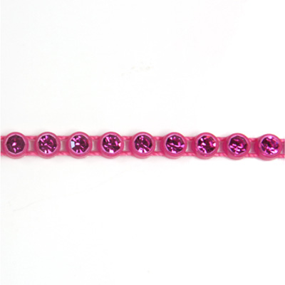 Plastic Rhinestone Banding 1 Row PP17 (SS8) FUCHSIA-FLUORESCENT PINK