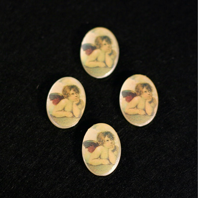 German Plastic Porcelain Decal Painting - Rafael Angel Oval 18x13MM MATTE CRYSTAL
