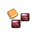 Glass Low Dome Foiled Cabochon - Square Antique 12x12MM AMETHYST