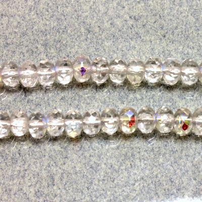 Czech Glass Fire Polish Bead - Rondelle Donut 05x3MM 1/2 Coated CRYSTAL AB