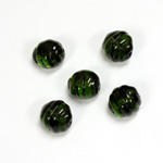 Czech Pressed Glass Engraved Bead - 12x10MM BLACK ON OLIVINE