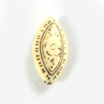Plastic Engraved Bead - Fancy Oval 31x16MM ANTIQUE IVORY