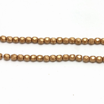 Czech Glass Fire Polish Bead - Round 03MM Full Coated Matte GOLD