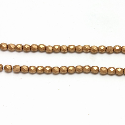 Czech Glass Fire Polish Bead - Round 03MM Full Coated Matte GOLD