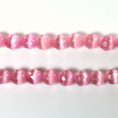 Fiber Optic Synthetic Cat's Eye Bead - Round Faceted 05MM CAT'S EYE LT PINK