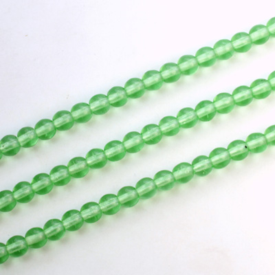 Czech Pressed Glass Bead - Smooth Round 04MM LT EMERALD