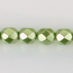 Czech Glass Pearl Faceted Fire Polish Bead - Round 08MM DARK OLIVE 70458