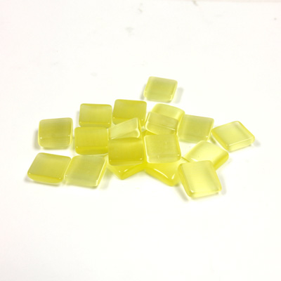 Fiber-Optic Flat Back Buff Top Straight Side Stone - Square 06x6MM CAT'S EYE YELLOW