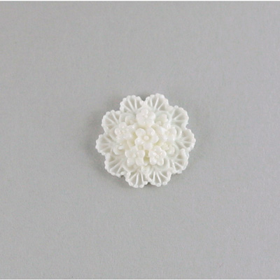 Plastic Carved Flower - Cluster 15MM WHITE