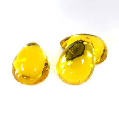 Plastic Flat Back Foiled Cabochon - Pear 18x13MM JONQUIL
