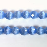 Fiber Optic Synthetic Cat's Eye Bead - Round Faceted 08MM CAT'S EYE LT BLUE