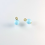 Pressed Glass Bead with 1 Brass Loop - Round 06MM LT BLUE TURQ/Brass