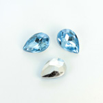 Plastic Point Back Foiled Stone - Pear 14x10MM LT SAPPHIRE