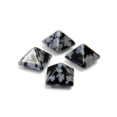 Gemstone Cabochon - Square Pyramid Top 08x8MM SNOWFLAKE OBSIDIAN