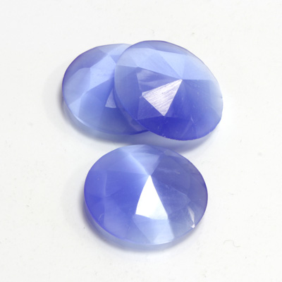 Fiber-Optic Flat Back Cabochon - Rauten Rose Round 18MM CAT'S EYE LT BLUE