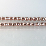 Czech Glass Pearl Faceted Fire Polish Bead - Round 04MM ROSE ON CRYSTAL 78417