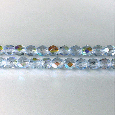 Czech Glass Fire Polish Bead - Round 05MM LT SAPPHIRE AB