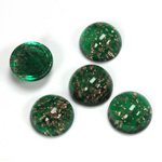 Glass Medium Dome Lampwork Cabochon - Round 11MM GOLD FLECK EMERALD (05053)