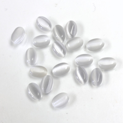 Fiber-Optic Cabochon - Oval 06x4MM CAT'S EYE LT GREY