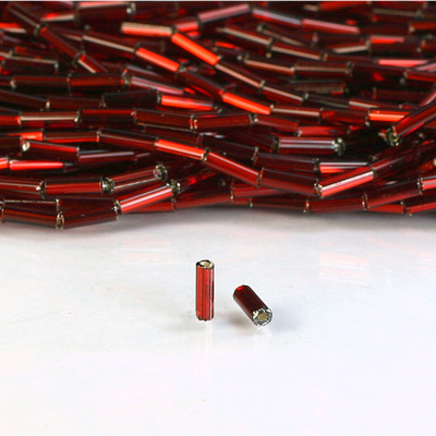 Preciosa Czech Glass Bugle Bead with Square Hole - Size 3 RUBY SL 97090