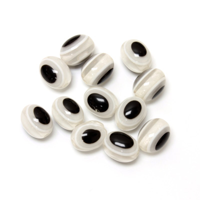 Plastic Eye Bead - Oval 12x9MM WHITE