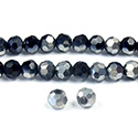 Chinese Cut Crystal Bead 32 Facet - Round 04MM JET with HALF SILVER