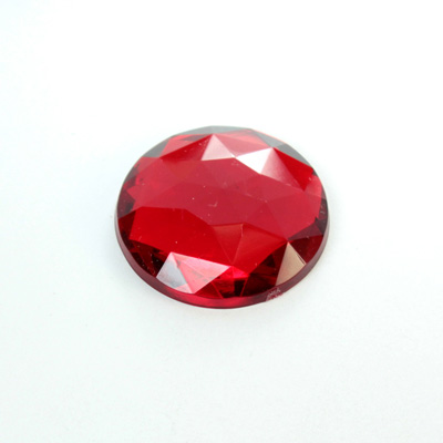 Plastic Flat Back Foiled Rauten Rose Rhinestone - Round 25MM RUBY