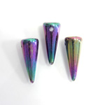 Czech Pressed Glass Bead - Smooth Spike 07x17MM IRIS PURPLE