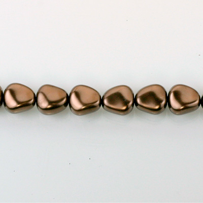 Czech Glass Pearl Bead - Potato 11x9.5MM DARK BROWN 70419