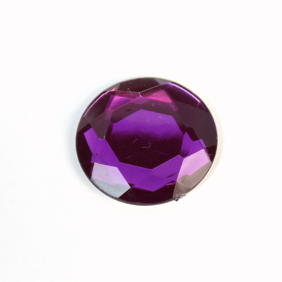 Plastic Flat Back Foiled Rose Cut Rhinestone - Round 25MM FUCHSIA
