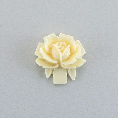 Plastic Carved No-Hole Flower - Rose 18MM IVORY