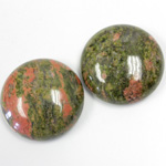 Gemstone Cabochon - Round 25MM EPIDOTE