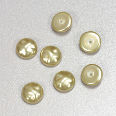 Glass Cabochon Baroque Top Pearl Dipped - Round 10MM LT OLIVE