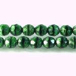 Czech Glass Fire Polish Bead - Round 08MM TIGEREYE GREEN