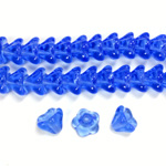 Czech Pressed Glass Bead - Tulip 06x8MM SAPPHIRE