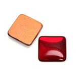 Glass Low Dome Foiled Cabochon - Square Antique 18x18MM RUBY