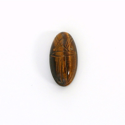 Gemstone Flat Back Carved Scarab 18x9MM TIGEREYE