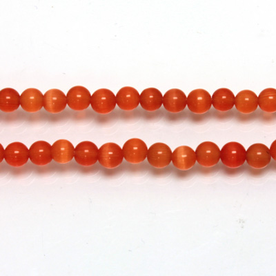 Fiber-Optic Synthetic Bead - Cat's Eye Smooth Round 04MM CAT'S EYE ORANGE