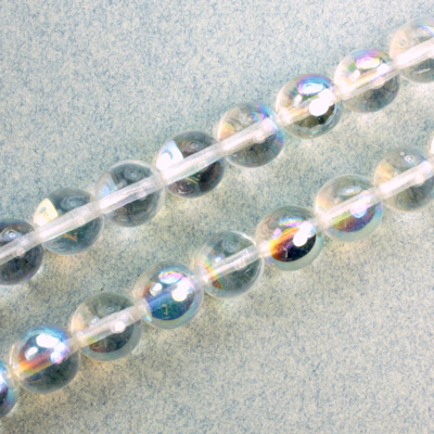 Czech Pressed Glass Bead - Smooth Round 08MM CRYSTAL AB